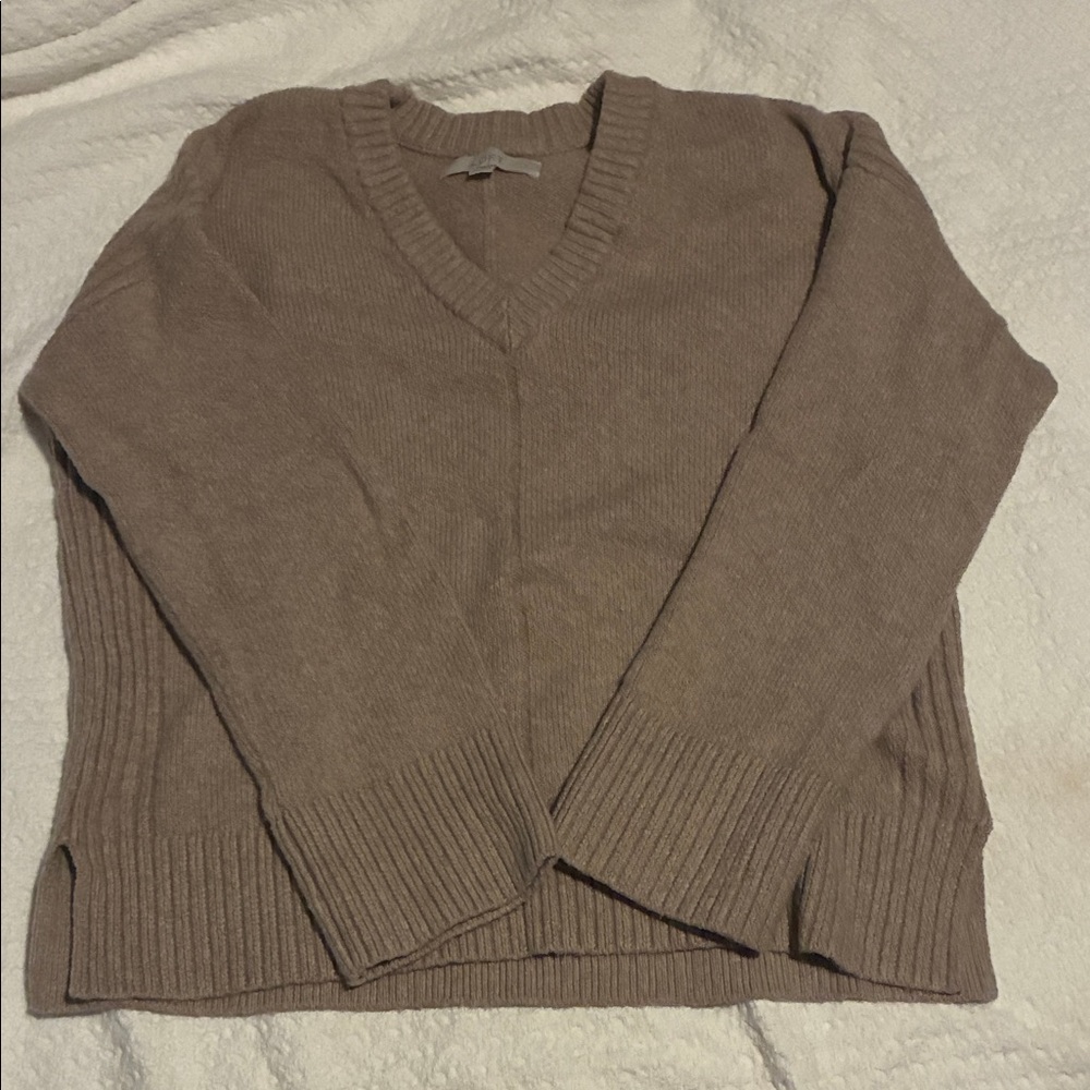 LOFT Light Brown V-Neck Women's Sweater